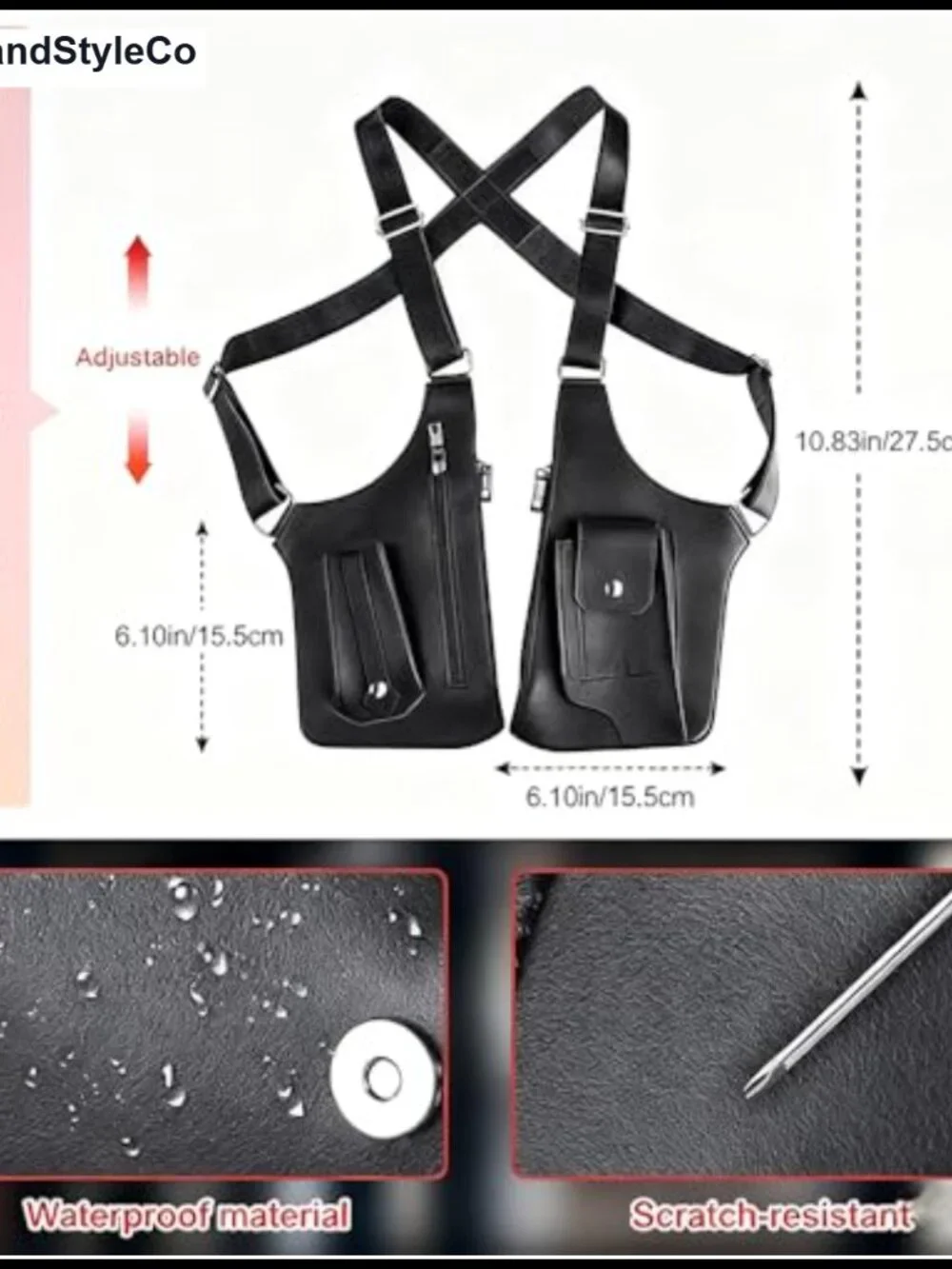 Men's Anti-Theft Leather Shoulder Bag Adjustable Crossbody Multi-Pocket Travel
